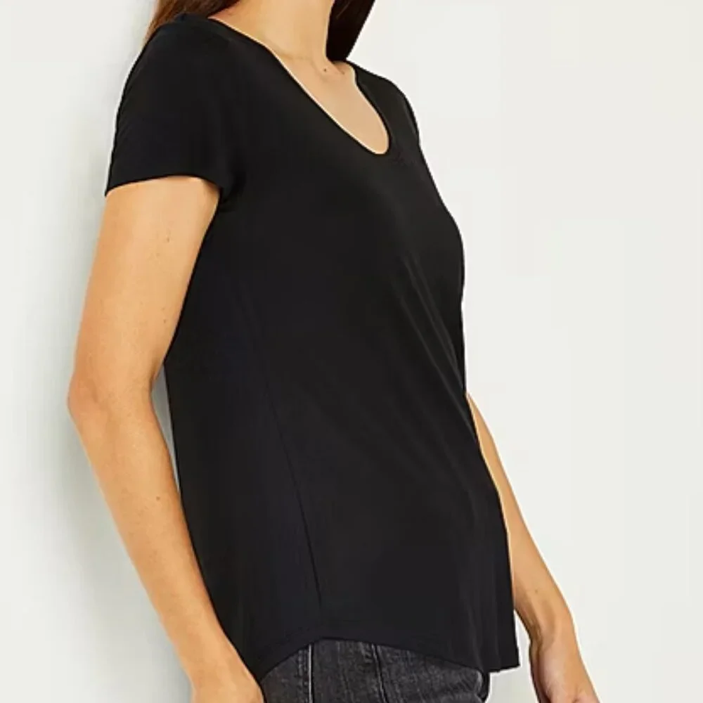 NWT A.n.a Women’s Scoop Neck Short Sleeve T-Shirt, Black, XL - Picture 4 of 11